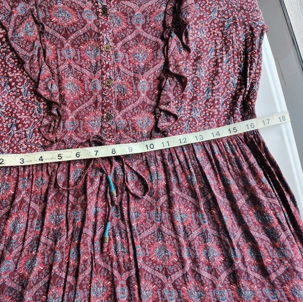Fat Face Tie dress knee-length boho floral long-sleeved ruffles Crochet. - Picture 14 of 17